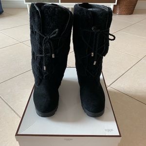 Authentic Coach Solid Suede Wedge Boots.